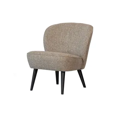 WOOOD Sara fåtölj - naturmelerad tyg och björkträ