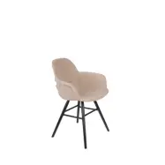 ZUIVER Albert Kuip Mjuk fåtölj, med armstöd - beige polyester och svart ask