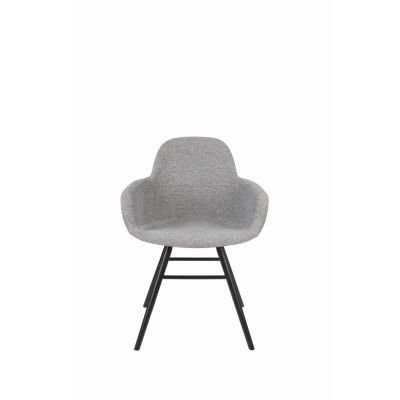 ZUIVER Albert Kuip Mjuk fåtölj, med armstöd - ljusgrå polyester och svart ask