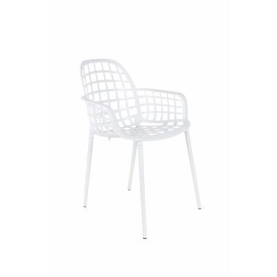 ZUIVER Albert Kuip trädgårdsstol, med armstöd, stapelbar - vit aluminium
