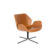 ZUIVER Nikki fåtölj, med armstöd - brunt PU och stål