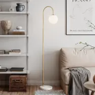 Bellagio golvlampa, mässingsfärgad/vit, glas, E27 – By Rydéns - Vardagsrum - Metall - Med en ljuskälla