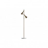 BEPUREHOME Body golvlampa, w. 2 lampskärmar - antik mässingsmetall och vit marmor