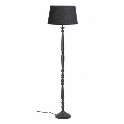 BLOOMINGVILLE golvlampa - svart tyg och svart gummiträ