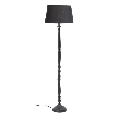 BLOOMINGVILLE golvlampa - svart tyg och svart gummiträ