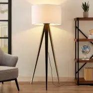 Bodhi Cylinder Tripod Golvlampa White Lucande - Vardagsrum - Skandinavisk - Tyg / textil - Med lampskärm