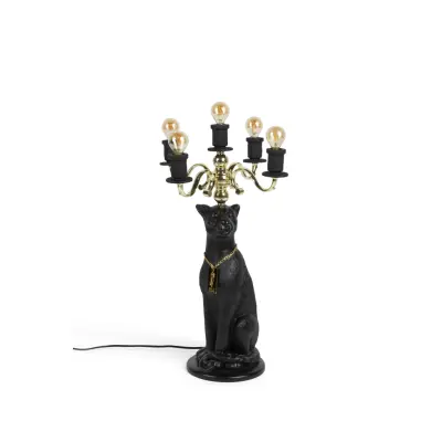 BOLD MONKEY Proudly Crowned Panther golvlampa - guldplätering och svart harts