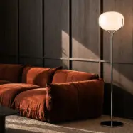 Christo golvlampa, höjd 160 cm, krom/vit, glas – Lucande - Vardagsrum - Design - Med lampskärm