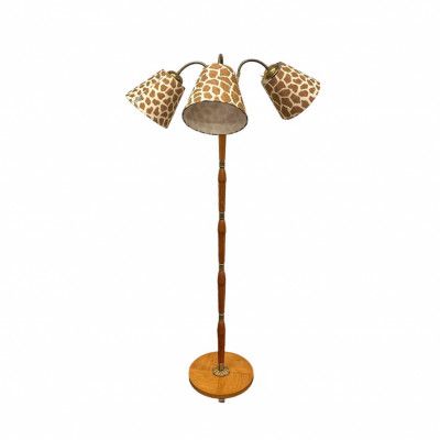 Cleopatra golvlampa 3-arm, mässing/trä