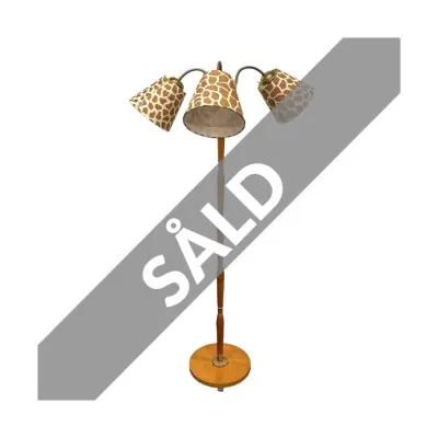 Cleopatra golvlampa 3-arm, mässing/trä