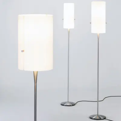 Club golvlampa S, borstad/vit chintz – serien.lighting Club S Serien Lighting - Vardagsrum - Design - Metall - Med lampskärm