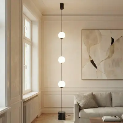 Darrow LED-golvlampa, svart/opal, glas, dimbar Lucande - Vardagsrum - Modern - Med flera ljuskällor