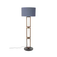 DUTCHBONE Nashville golvlampa - blått tyg och valnötsfärgat trä