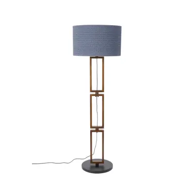 DUTCHBONE Nashville golvlampa - blått tyg och valnötsfärgat trä