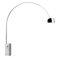 Bågformad golvlampa Arco, krom, höjd 240 cm, E27 - FLOS - Vardagsrum - Design - Sten - Med en ljuskälla