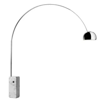 FLOS - Bågformad golvlampa Arco, krom, höjd 240 cm, E27
