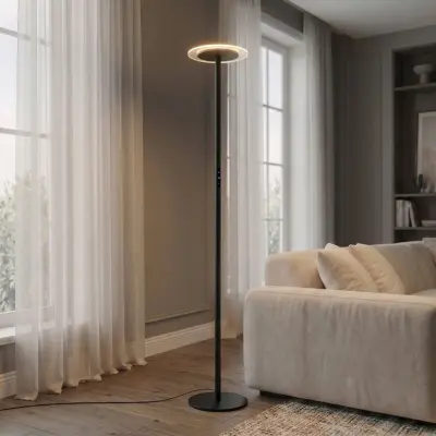 Frile LED-golvlampa, svart, dimbar, höjd 190 cm, metall – Arcchio - Vardagsrum - Modern - Aluminium - Med en ljuskälla
