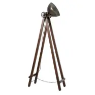 FUHRHOME Cannes golvlampa, antiksvart j&auml;rn, &aring;tervunnet tr&auml;, Unikt