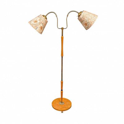 Golvlampa 2arm Brun/Mässing, 150 cm