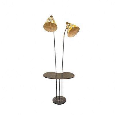 Golvlampa 2arm med Bord Svart, 145 cm