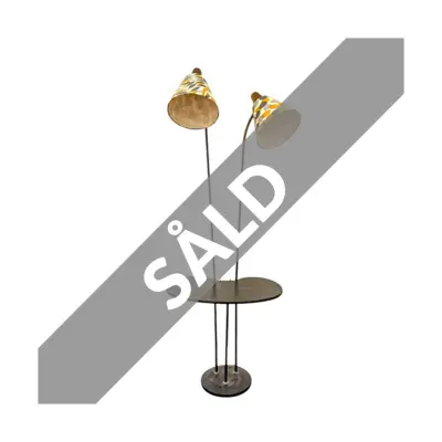 Golvlampa 2arm med Bord Svart, 145 cm