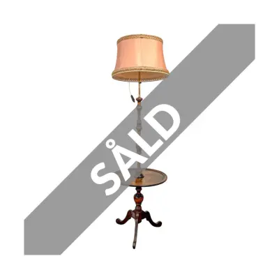 Golvlampa med Bord Trä&Mässing, 160 cm