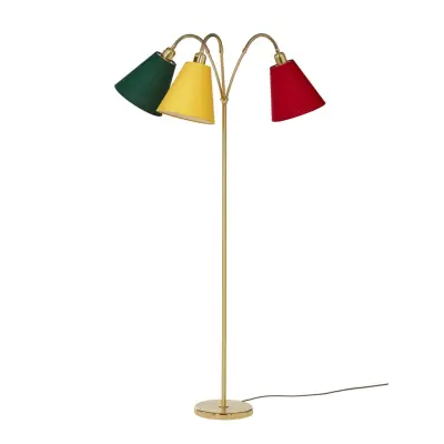 Haga golvlampa trearmad, mässing 140cm