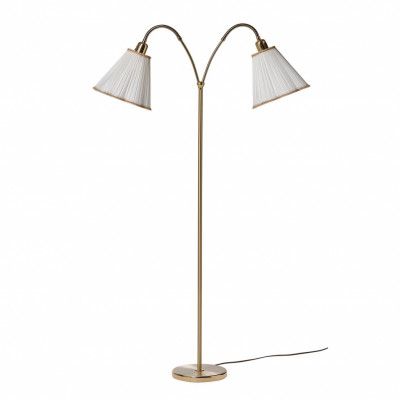 Haga golvlampa tvåarmad, mässing 140cm