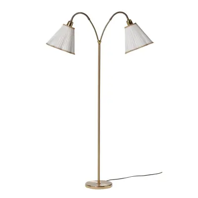 Haga golvlampa tvåarmad, mässing 140cm