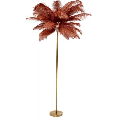 KARE DESIGN Feather Palm golvlampa - roströd strutsfjäder och mässingsstål
