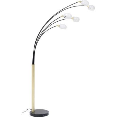 KARE DESIGN Five Fingers Duo Golvlampa - Mässingpläterad och Svart Stål, Svart Marmor och Vitt Glas