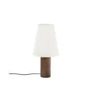 KAVE HOME Marga bordslampa - elfenbensfärgad bomull och mörkbrunt gummiträ