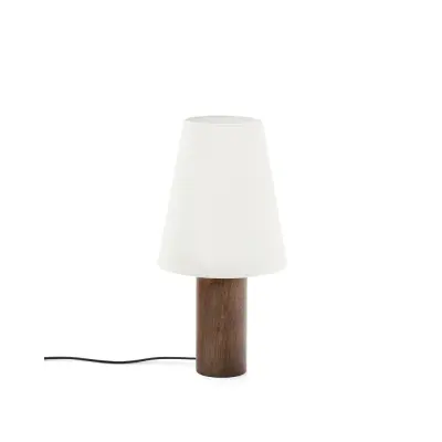 KAVE HOME Marga bordslampa - elfenbensfärgad bomull och mörkbrunt gummiträ
