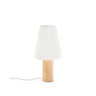 KAVE HOME Marga bordslampa - elfenbensfärgad bomull och naturligt gummiträ
