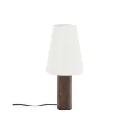 KAVE HOME Marga golvlampa - elfenbensfärgad bomull och mörkbrunt gummiträ