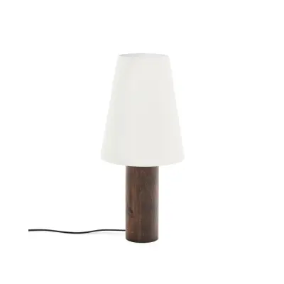 KAVE HOME Marga golvlampa - elfenbensfärgad bomull och mörkbrunt gummiträ
