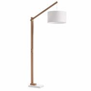 KAVE HOME Izar golvlampa - naturligt trä och vit metall/bomull