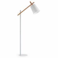 KAVE HOME Kosta golvlampa - vitt tyg/stål och naturligt bokträ