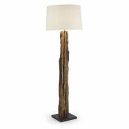 KAVE HOME Llewop Golvlampa - Vit / Naturlig Bomull /Återvunnet Trä