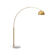 KAVE HOME Madali golvlampa i metall med ytfinish i mässing och vit marmor