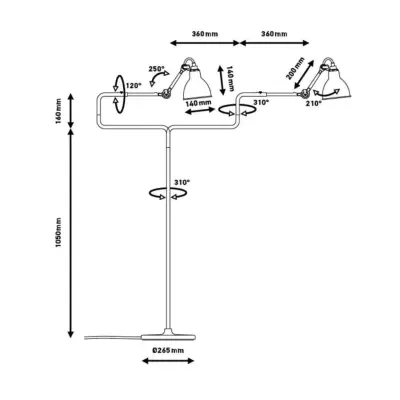 Lampe Gras 411 golvlampa, svart/koppar/vit – DCW - Vardagsrum - Metall