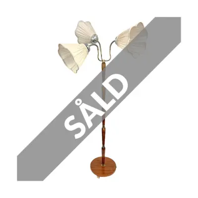 Linda golvlampa 3-arm, trä/mässing