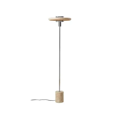 Lindby - Branford golvlampa, beige, retro, metall/travertin