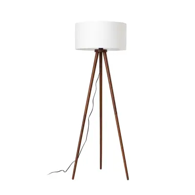 Lindby - Charlia golvlampa,  vit valnöt, höjd 150 cm –