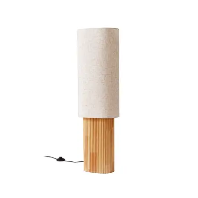 Lindby - Kimiko golvlampa, höjd 100 cm, trä, textil, E27