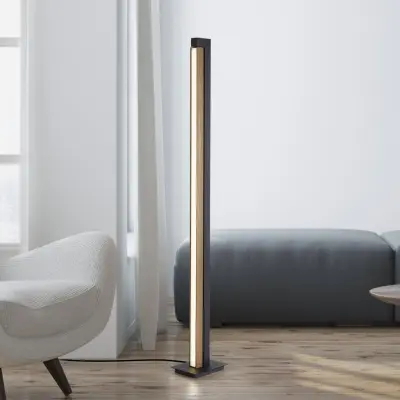 Lines Floor LED-golvlampa, ek/grafit, CCT, 140 cm – PURE PURE Lines Floor - Vardagsrum - Trä