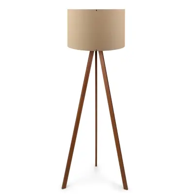 LUMI AYD 1531 golvlampa - beige PVC-tyg och brun MDF