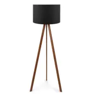 LUMI AYD golvlampa - svart PVC- tyg och brun MDF