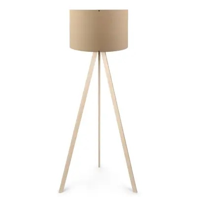 LUMI AYD golvlampa - beige PVC-tyg och ek MDF