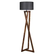 LUMI golvlampa - svart tyg och brunt granträ